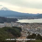 Zoom : lacs avec vue sur le mont Fuji
